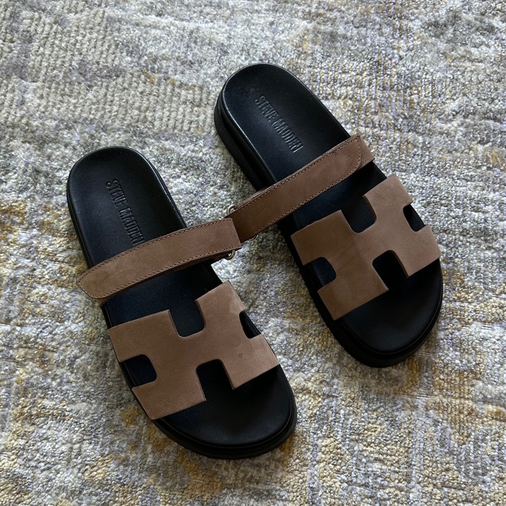Steve Madden Brown Slide Sandals